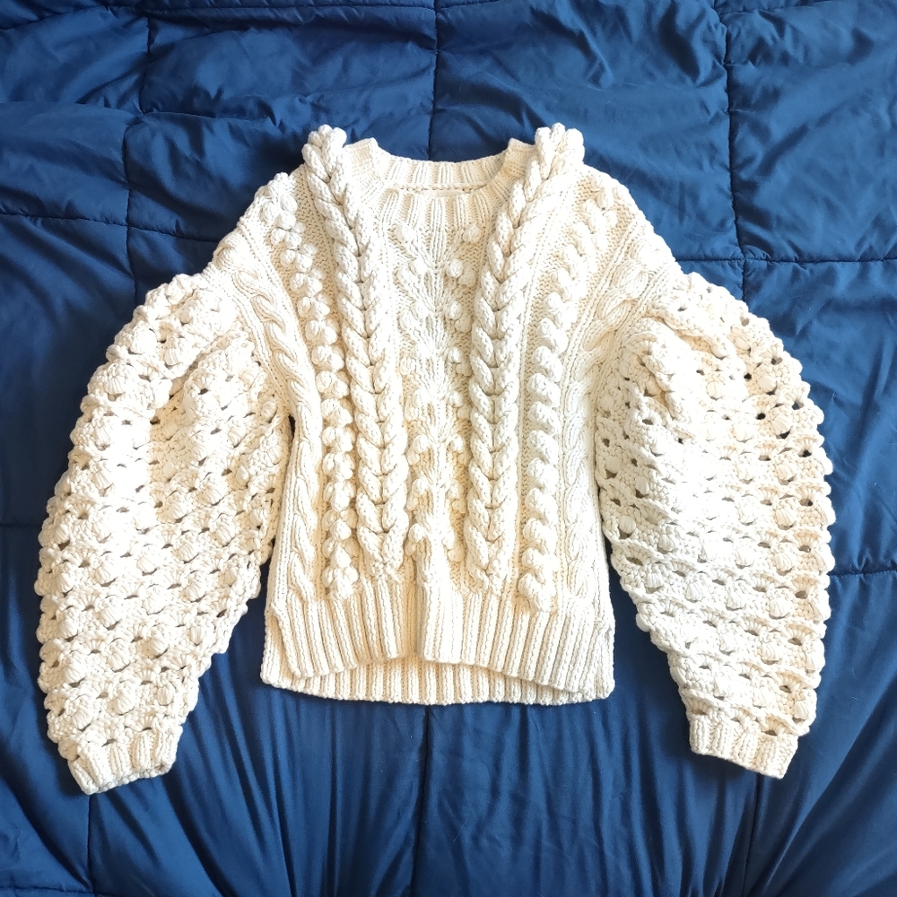 Ulla Johnson M Colette sweater cable knit chunky cream cotton - Picture 6 of 12